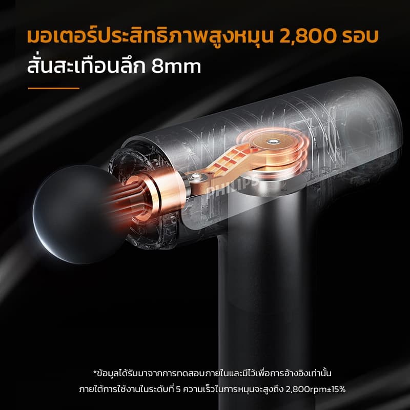 Philips เครื่องนวดมือถือ Fascia Gun Massage Gun ปืนนวดไฟฟ้า นวดกล้ามเนื้อที่นวดไฟฟ้า ปืนนวด ของขวัญ PPM7323 PPM7325 รูปที่ 6