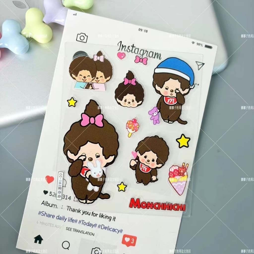 การ์ตูน Moncici 5D สติกเกอร์นูนกันน้ํา DIY โทรศัพท์มือถือกล้องขวดน้ําตกแต่ง รูปที่ 3
