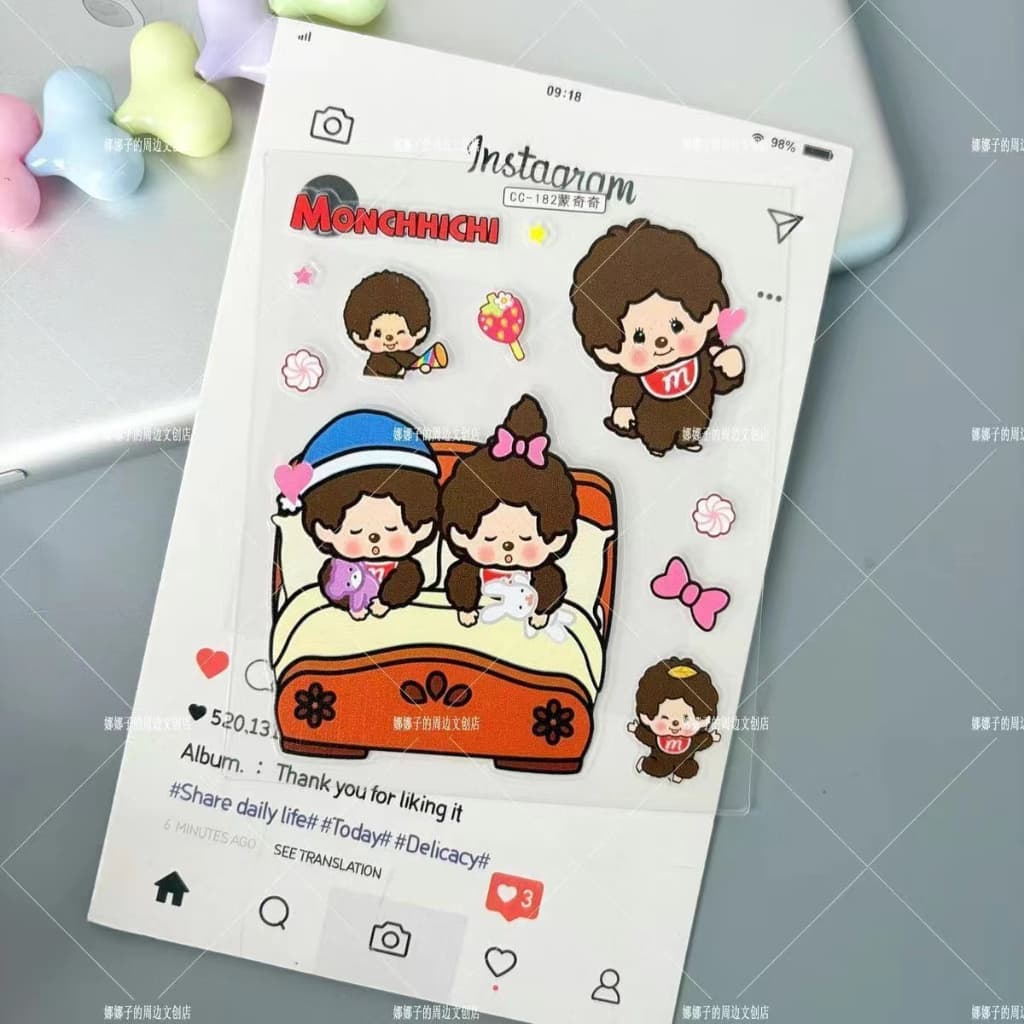 การ์ตูน Moncici 5D สติกเกอร์นูนกันน้ํา DIY โทรศัพท์มือถือกล้องขวดน้ําตกแต่ง รูปที่ 2