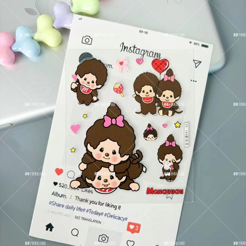 การ์ตูน Moncici 5D สติกเกอร์นูนกันน้ํา DIY โทรศัพท์มือถือกล้องขวดน้ําตกแต่ง รูปที่ 4