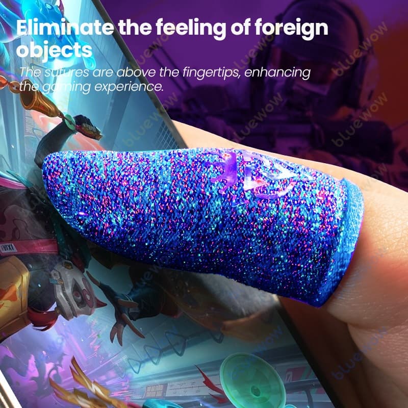 BlueWow แขนนิ้วสําหรับเล่นเกมมือถือระบายอากาศป้องกันเหงื่อแขนนิ้วหัวแม่มือบางเฉียบสําหรับ PUBG รูปที่ 3