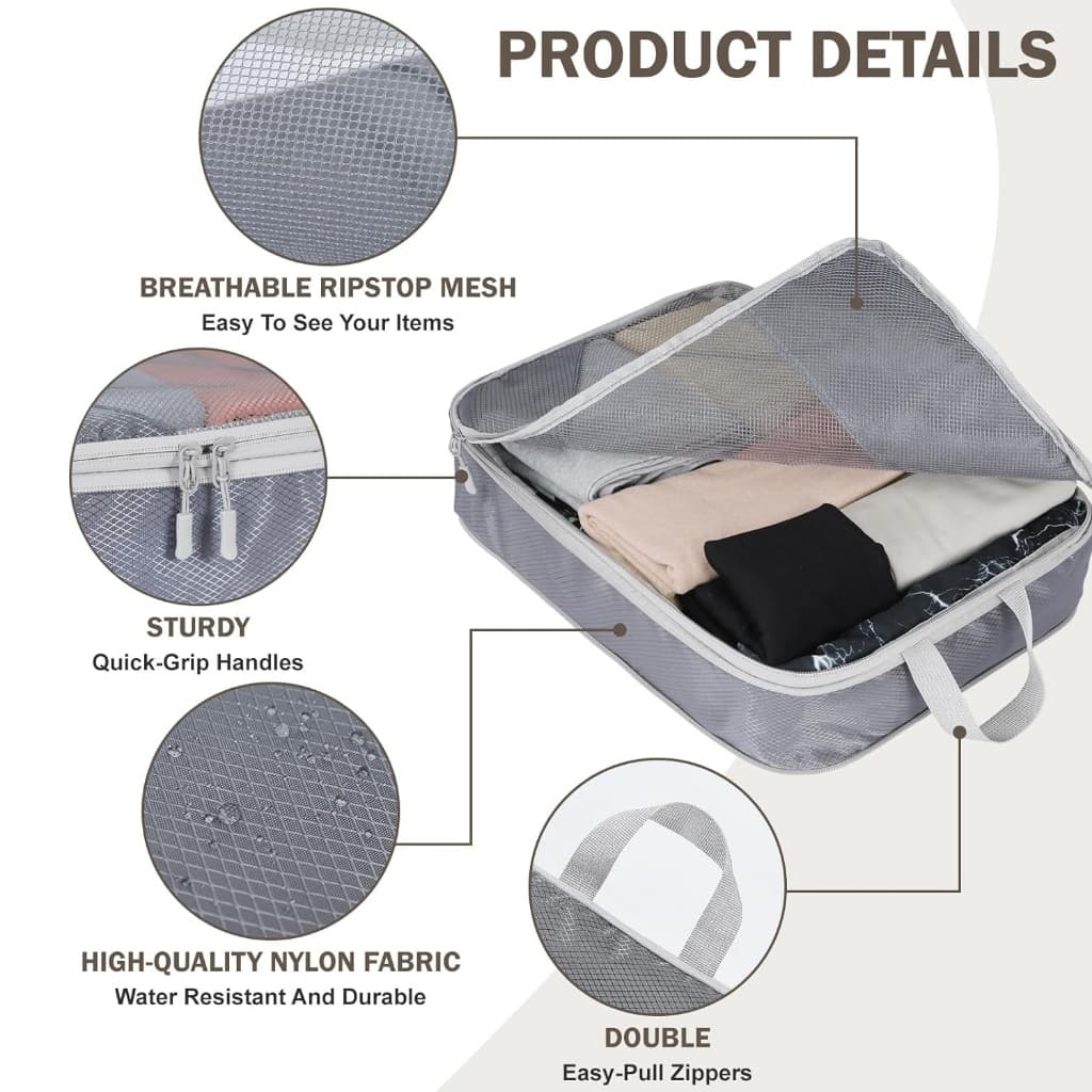 กระเป๋าจัดระเบียบเดินทาง แบบบีบอัด ประหยัดพื้นที่ | Packing Cubes 9 ชิ้น | ส่งจากไทย รูปที่ 6