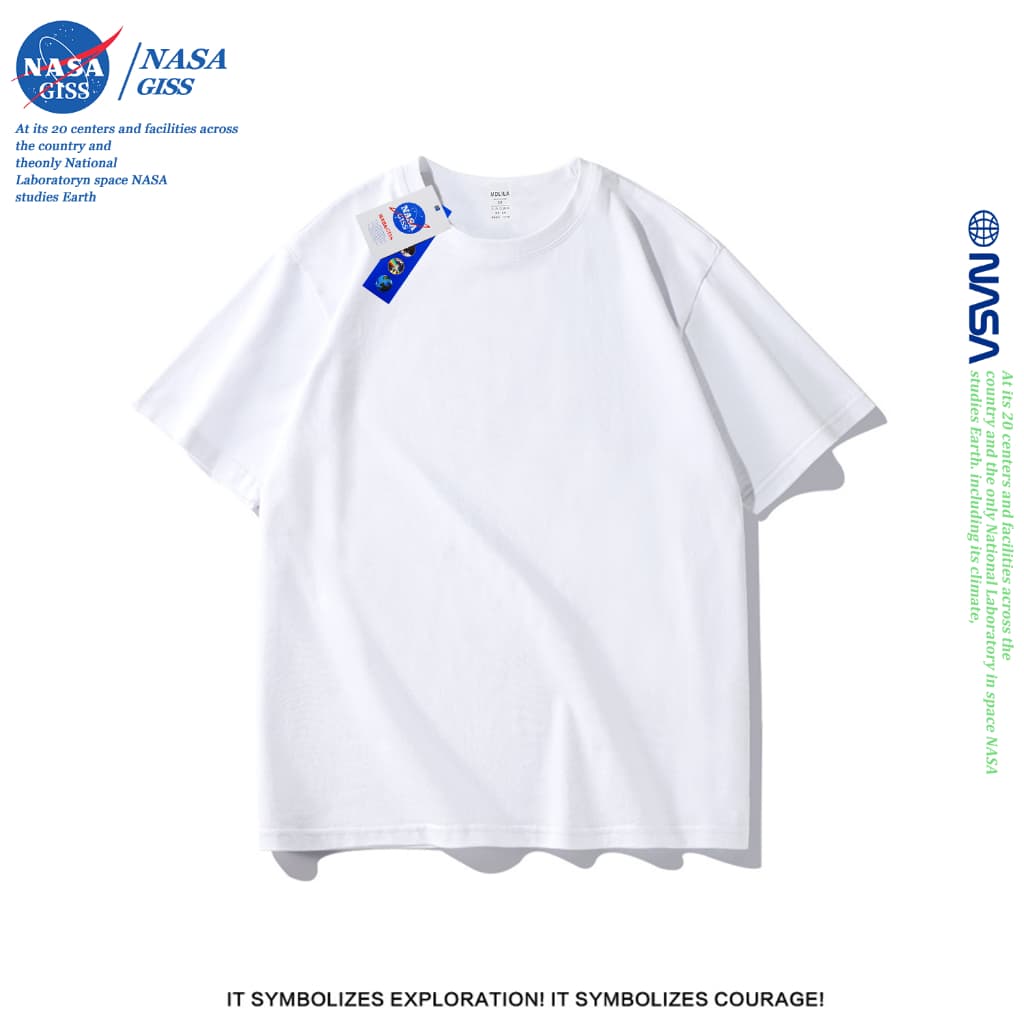 NASA เสื้อยืดชายหญิงแขนสั้น สไตล์ลำลอง summer เสื้อยืดสีพื้น สีน้ำเงินเข้ม คอตตอน คอกลม หลวมและระบายอากาศ รูปที่ 2