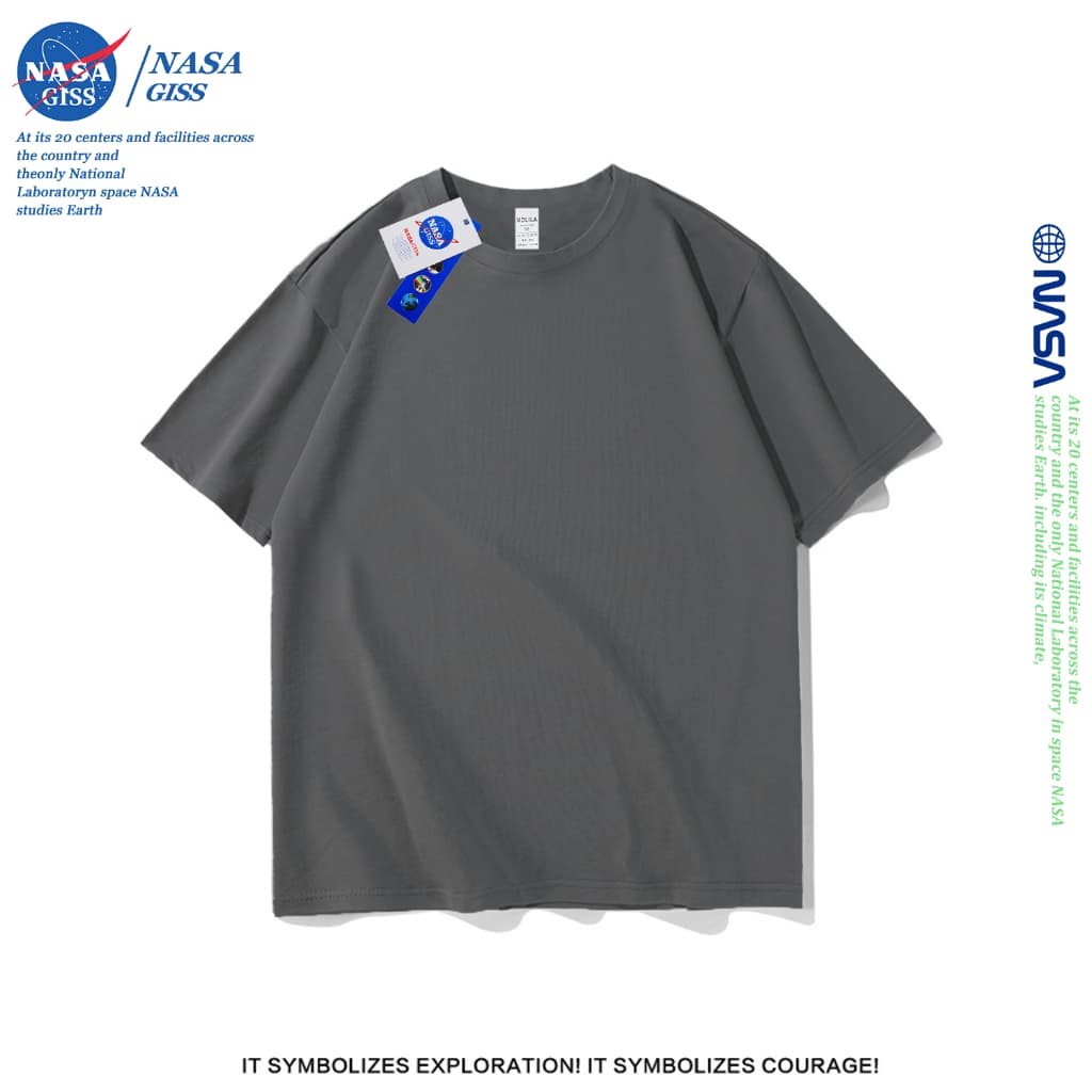 NASA เสื้อยืดชายหญิงแขนสั้น สไตล์ลำลอง summer เสื้อยืดสีพื้น สีน้ำเงินเข้ม คอตตอน คอกลม หลวมและระบายอากาศ รูปที่ 5