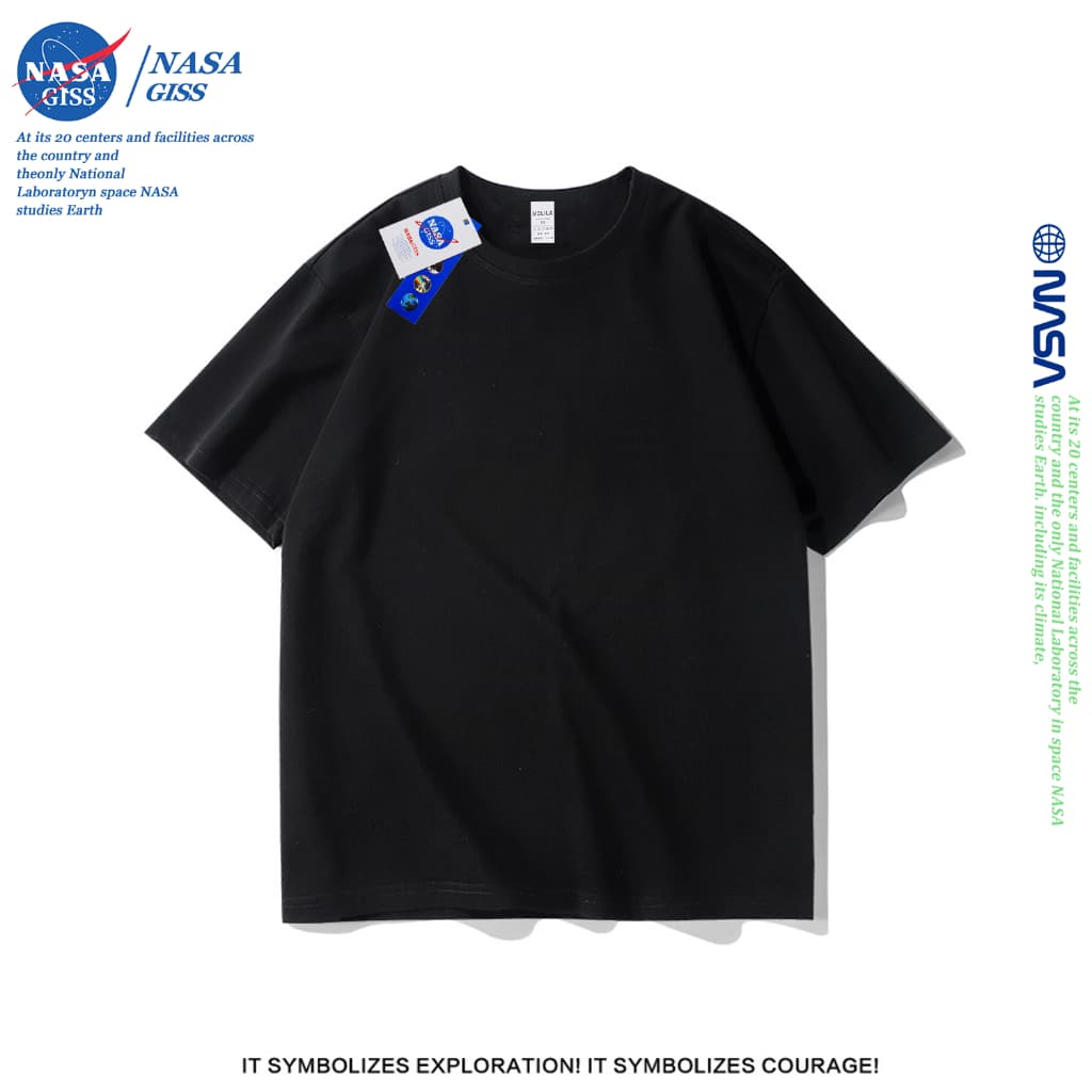 NASA เสื้อยืดชายหญิงแขนสั้น สไตล์ลำลอง summer เสื้อยืดสีพื้น สีน้ำเงินเข้ม คอตตอน คอกลม หลวมและระบายอากาศ รูปที่ 3