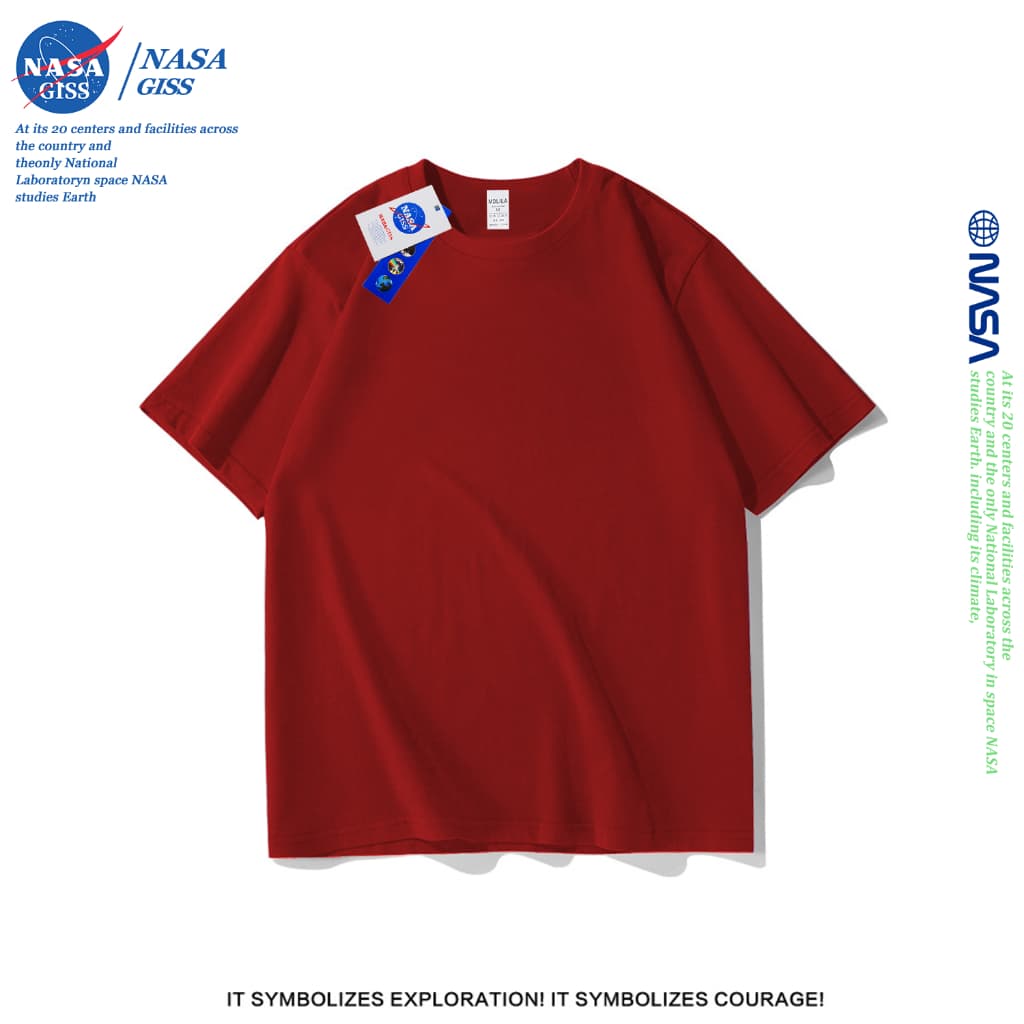 NASA เสื้อยืดชายหญิงแขนสั้น สไตล์ลำลอง summer เสื้อยืดสีพื้น สีน้ำเงินเข้ม คอตตอน คอกลม หลวมและระบายอากาศ รูปที่ 4