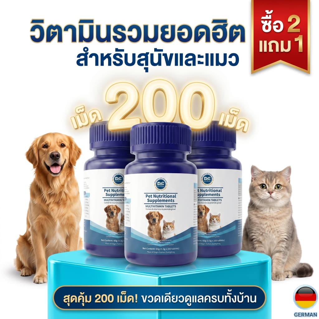 วิตามินสุนัข-แมว 200 เม็ด แก้ปัญหาเบื่ออาหาร ขนร่วง บำรุงร่างกายให้แข็งแรง โตไว เม็ดเคี้ยวง่าย กลิ่น รูปที่ 8