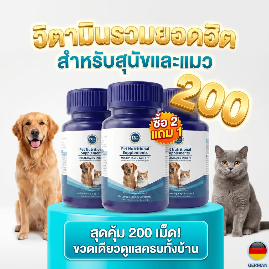 วิตามินสุนัข-แมว 200 เม็ด แก้ปัญหาเบื่ออาหาร ขนร่วง บำรุงร่างกายให้แข็งแรง โตไว เม็ดเคี้ยวง่าย กลิ่น รูปที่ 4