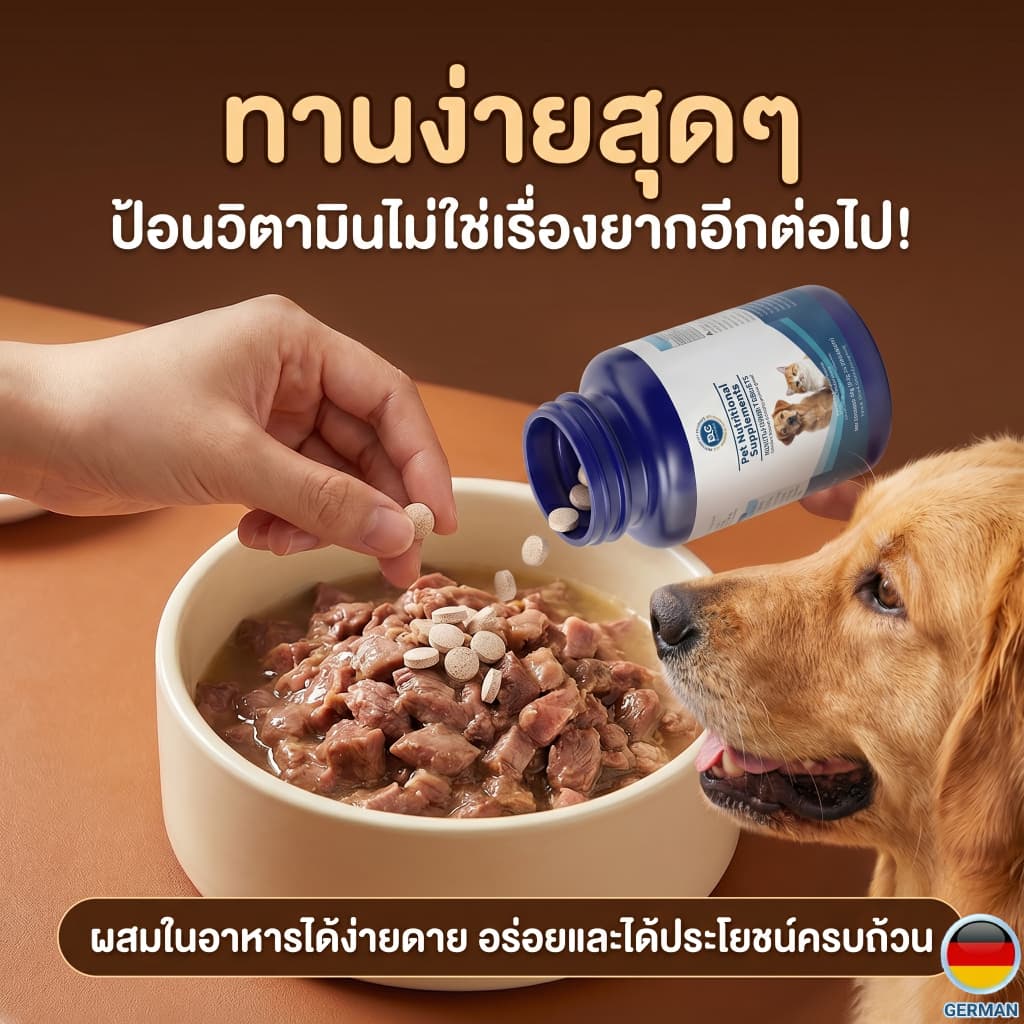 วิตามินสุนัข-แมว 200 เม็ด แก้ปัญหาเบื่ออาหาร ขนร่วง บำรุงร่างกายให้แข็งแรง โตไว เม็ดเคี้ยวง่าย กลิ่น รูปที่ 7
