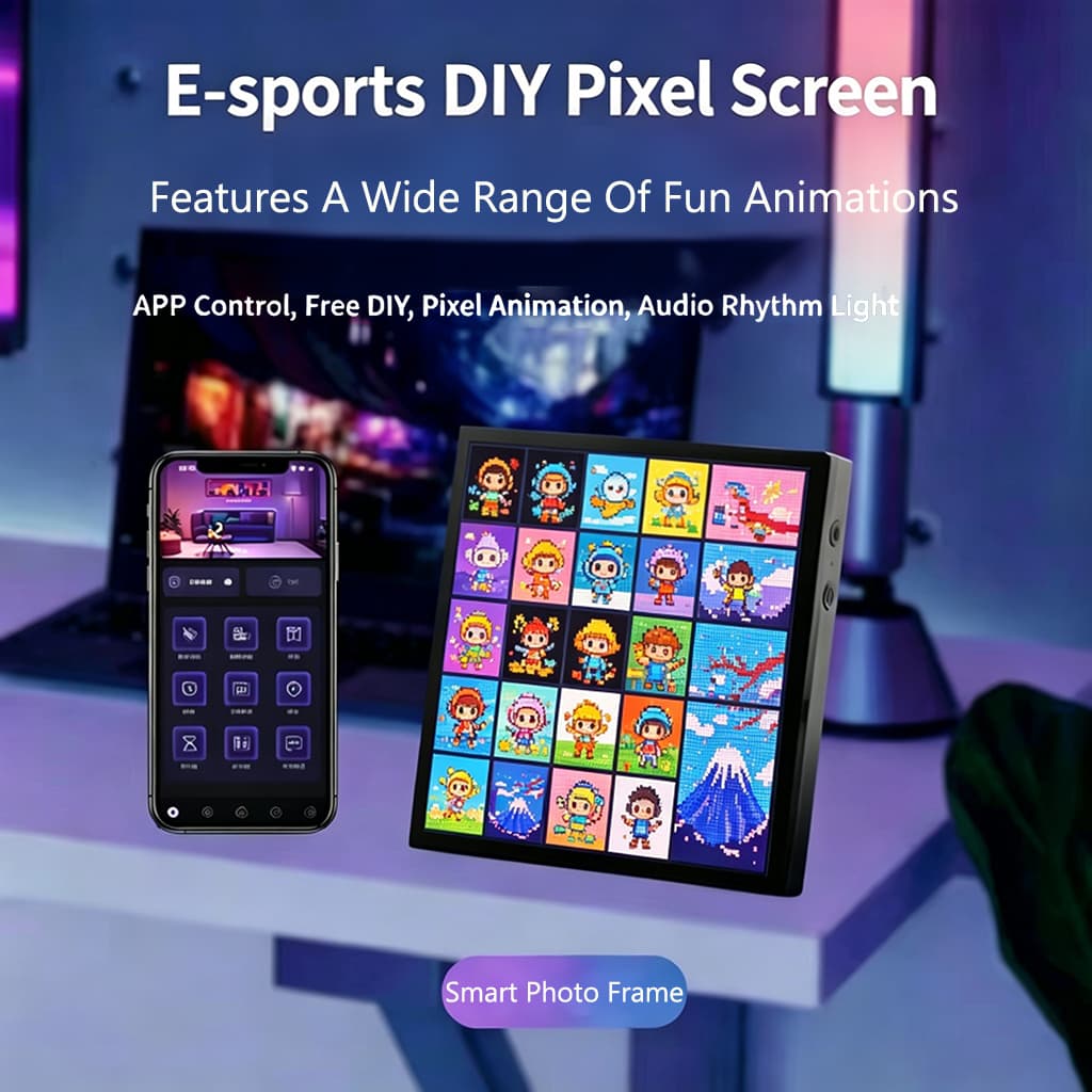 Led Matrix Pixel Display สมาร์ทหน้าจอ APP ควบคุมโปรแกรม Night Light Digital Pixel กรอบรูปเกมตกแต่งห้องตารางโคมไฟ รูปที่ 8