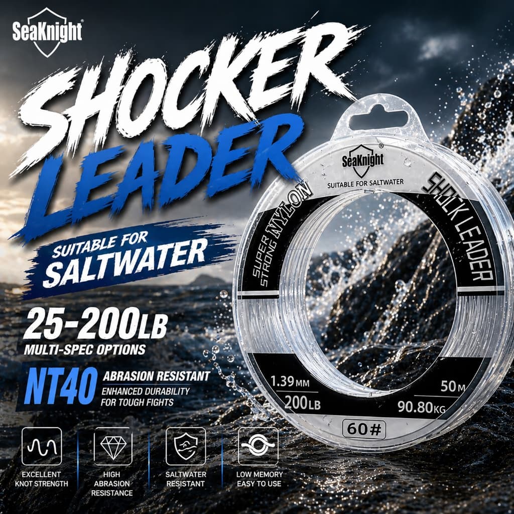 SeaKnight ไนลอน Shock Leader สายโมโนฟิลเมนท์ซิงคิง สำหรับตกปลาทะเล ขนาด 50 ม. และ 100 ม. สtrength 25-200LB รูปที่ 1
