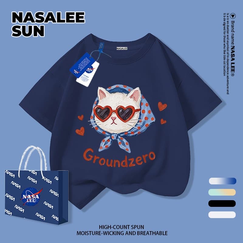 เด็กผ้าฝ้ายเสื้อยืดสีขาวการ์ตูนแมวสนุกพิมพ์ฤดูร้อนเสื้อผ้าระบายอากาศแขนสั้นเหมาะสําหรับ 3-16 ชายหญิง รูปที่ 2