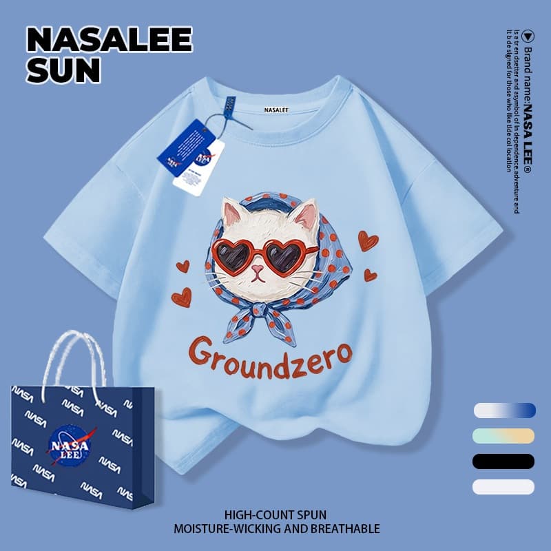 เด็กผ้าฝ้ายเสื้อยืดสีขาวการ์ตูนแมวสนุกพิมพ์ฤดูร้อนเสื้อผ้าระบายอากาศแขนสั้นเหมาะสําหรับ 3-16 ชายหญิง รูปที่ 9
