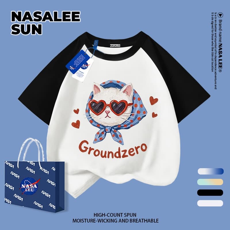 เด็กผ้าฝ้ายเสื้อยืดสีขาวการ์ตูนแมวสนุกพิมพ์ฤดูร้อนเสื้อผ้าระบายอากาศแขนสั้นเหมาะสําหรับ 3-16 ชายหญิง รูปที่ 3