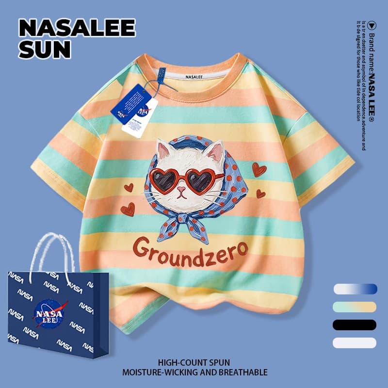 เด็กผ้าฝ้ายเสื้อยืดสีขาวการ์ตูนแมวสนุกพิมพ์ฤดูร้อนเสื้อผ้าระบายอากาศแขนสั้นเหมาะสําหรับ 3-16 ชายหญิง รูปที่ 6