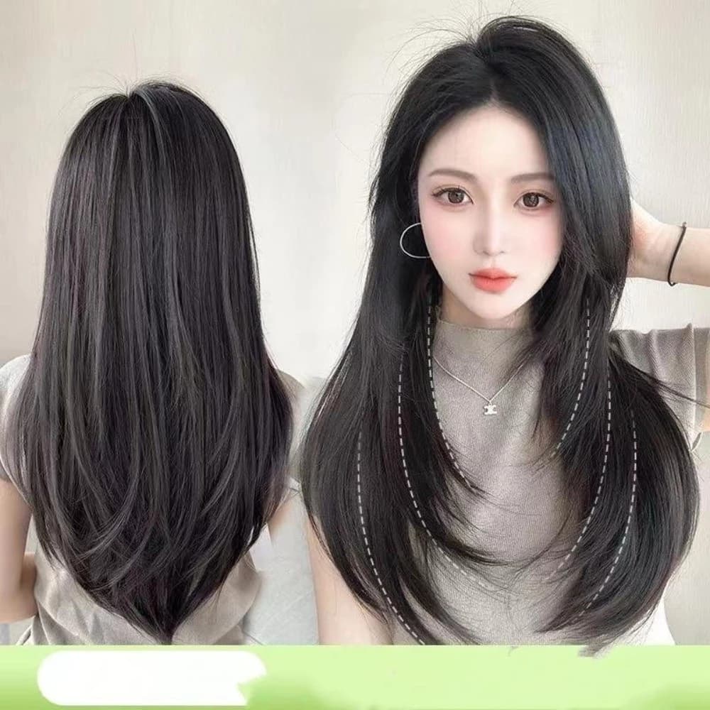 แฮร์พีชปลายสไลด์เลเยอร์ ไล่ระดับดูมีมิติ เพิ่มวอลุ่ม ไหมเกรดพรีเมียม ความยาว 50/60 cm สไลด์กรอบหน้า รูปที่ 2