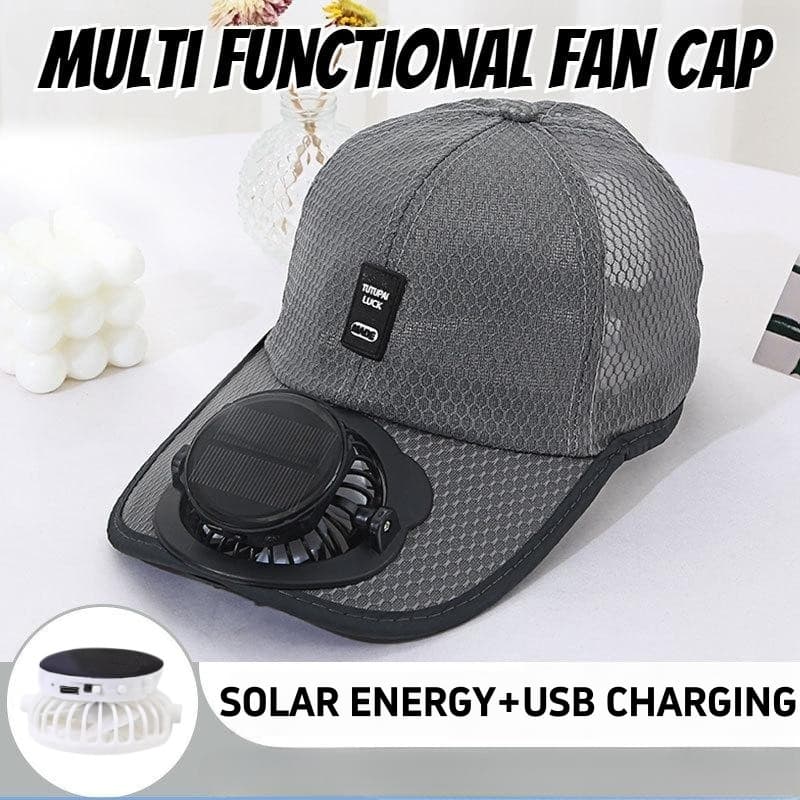 หมวกพัดลมพลังงานแสงอาทิตย์สำหรับฤดูร้อน ชาร์จอุปกรณ์ด้วย USB ป้องกัน UV ระบายอากาศได้ดี เหมาะสำหรับกิจกรรมกลางแจ้งและขี่จักรยาน