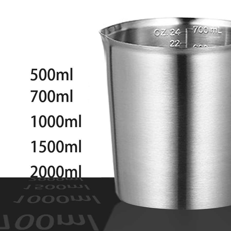 ราคาพิเศษ ถ้วยตวงสแตนเลส มีสเกล 500/1000/2000ml แข็งแรง ไม่เป็นสนิม รูปที่ 6