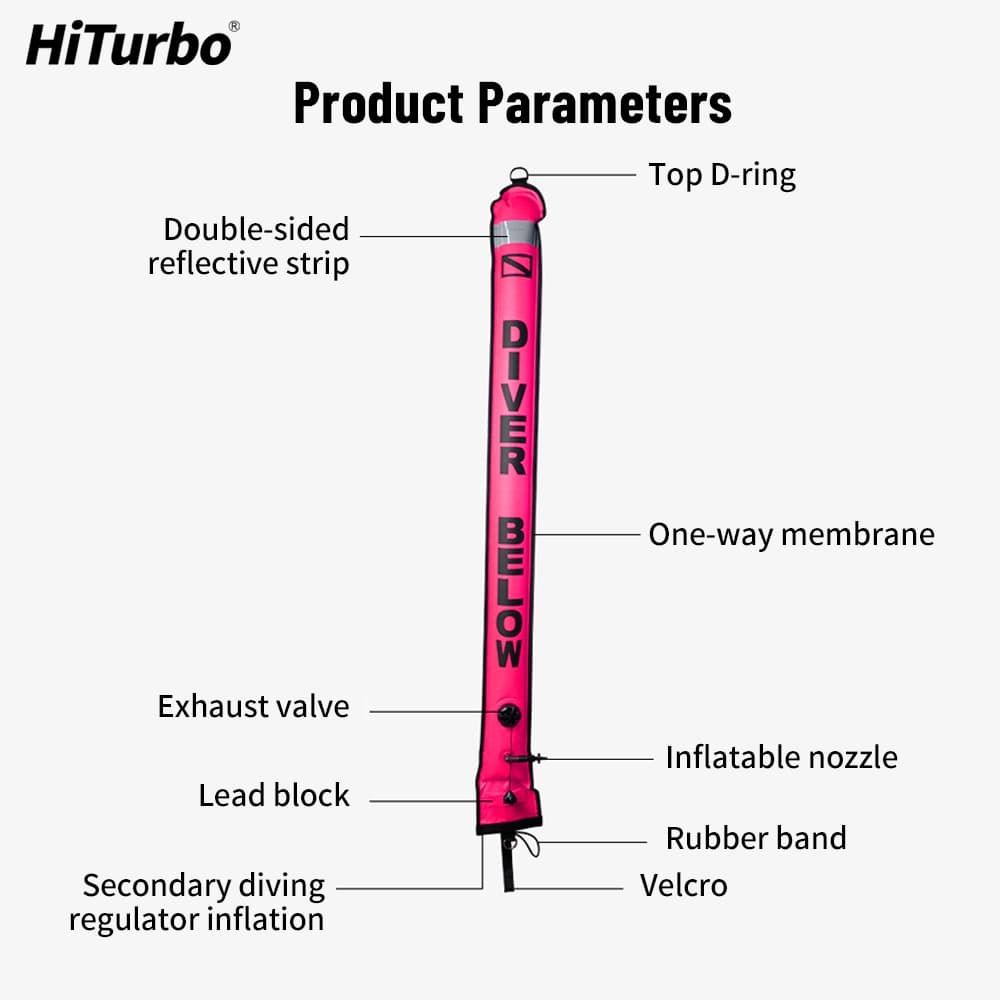 Hiturbo SMB ดำน้ำ ลูกฟูกสัญญาณดำน้ำ surface marker buoy SMB สะท้อนแสง การมองเห็นสูงพับได้แบบพกพาความปลอดภัยสัญญาณลอยทุ่นสําหรับดําน้ําฟรีSMB 1.5m/1m อุปกรณ์ความปลอดภัยดำน้ำ รูปที่ 7