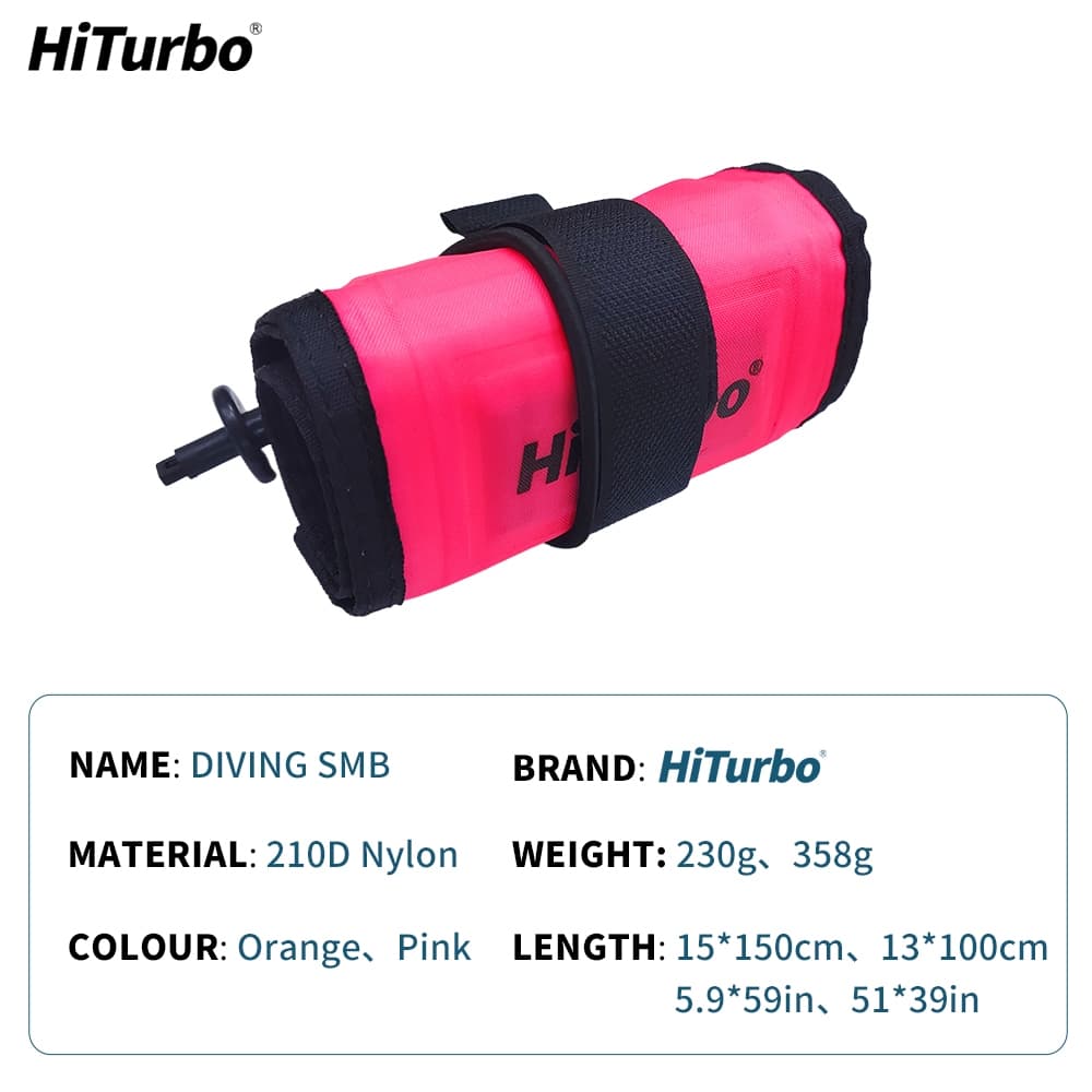 Hiturbo SMB ดำน้ำ ลูกฟูกสัญญาณดำน้ำ surface marker buoy SMB สะท้อนแสง การมองเห็นสูงพับได้แบบพกพาความปลอดภัยสัญญาณลอยทุ่นสําหรับดําน้ําฟรีSMB 1.5m/1m อุปกรณ์ความปลอดภัยดำน้ำ รูปที่ 6