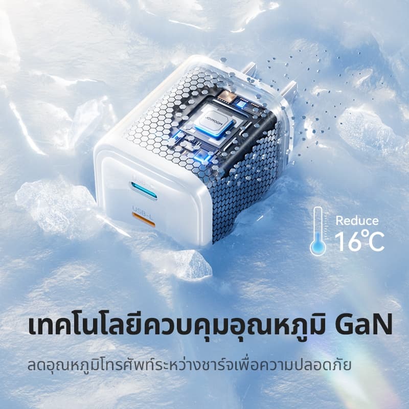 Joyroom 30W GaN USB C Fast Charger เครื่องชาร์จขนาดเล็กพร้อมพอร์ต USB C และ USB L และ USB A 3 รูปที่ 5