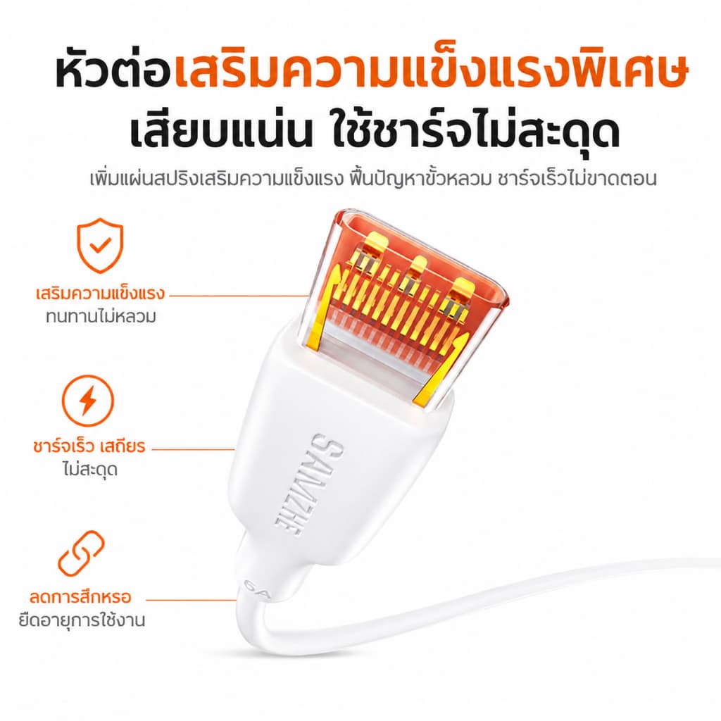 SAMZHE 6A PD100W สายชาร์จ type c สายชาร์จ usb to type c หัวเว่ยสายเคเบิลข้อมูลแบบชาร์จเร็ว รูปที่ 2
