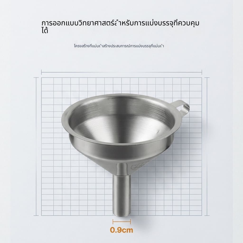 กรวยสแตนเลส ขนาดเล็ก 4.7/5.7/7.8 ซม. พร้อมหูจับ เกรดอาหาร ไม่ขึ้นสนิม ทนทาน ใช้เทน้ำมัน เหล้า น้ำเชื่อม ของเหลวขวดเล็ก ทำความสะอาดง่าย แข็งแรง ใช้ในครัวบ้าน ร้านอาหาร ร้านกาแฟ มีขนาดให้เลือกครบ รูปที่ 2