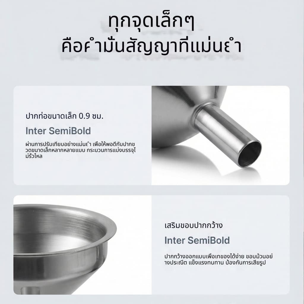 กรวยสแตนเลส ขนาดเล็ก 4.7/5.7/7.8 ซม. พร้อมหูจับ เกรดอาหาร ไม่ขึ้นสนิม ทนทาน ใช้เทน้ำมัน เหล้า น้ำเชื่อม ของเหลวขวดเล็ก ทำความสะอาดง่าย แข็งแรง ใช้ในครัวบ้าน ร้านอาหาร ร้านกาแฟ มีขนาดให้เลือกครบ รูปที่ 7