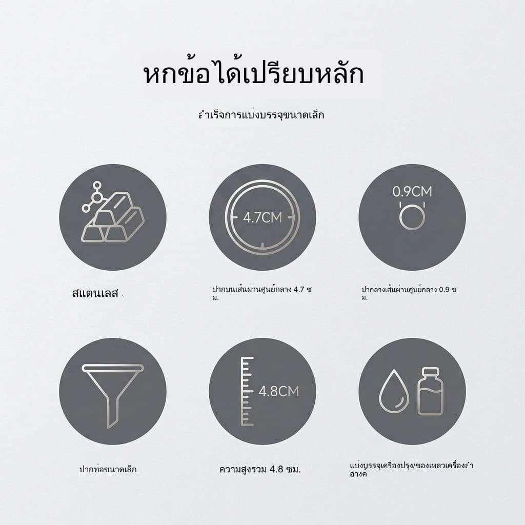 กรวยสแตนเลส ขนาดเล็ก 4.7/5.7/7.8 ซม. พร้อมหูจับ เกรดอาหาร ไม่ขึ้นสนิม ทนทาน ใช้เทน้ำมัน เหล้า น้ำเชื่อม ของเหลวขวดเล็ก ทำความสะอาดง่าย แข็งแรง ใช้ในครัวบ้าน ร้านอาหาร ร้านกาแฟ มีขนาดให้เลือกครบ รูปที่ 9