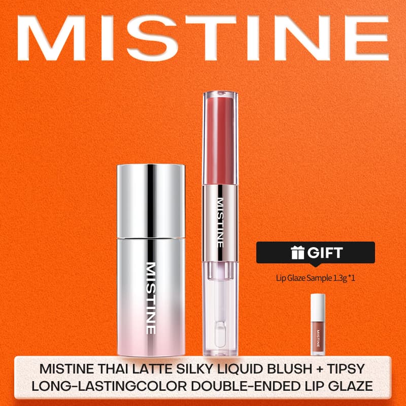 MISTINE THAI มิสทิน บลัชออนน้ำเนื้อกำมะหยี่ สไตล์ไทยลาเต้ 7g+มิสทิน ลิปกลอสดูโอ้ ทิปซี่ ติดทน 1.5g+1.5g รูปที่ 1
