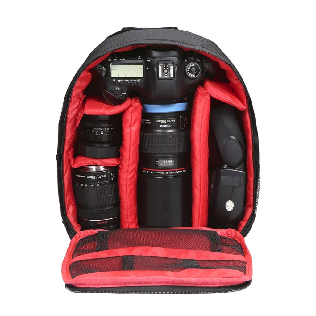 กระเป๋าเป้สะพายหลังกล้อง SLR กันน้ําสําหรับ ผ้าไนลอน กันน้ำ กันรอยขีดข่วน มีช่องตาข่ายด้านข้าง บุฟองน้ำหนานุ่ม รูปที่ 7