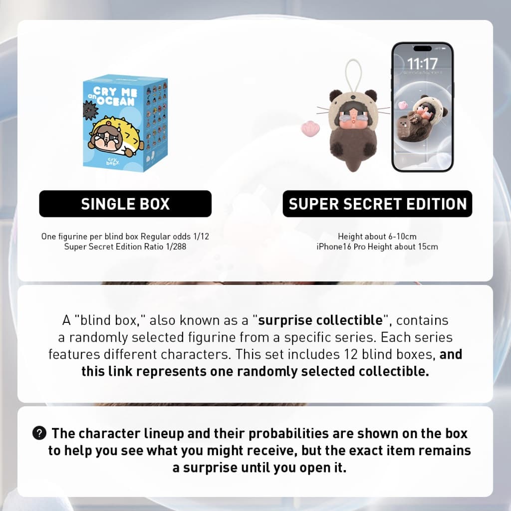 POP MART CRYBABY Cry Me an Ocean Series Figures Blind Box Action Toys Collectable Figure Birthday Gift Kid Toy รูปที่ 5