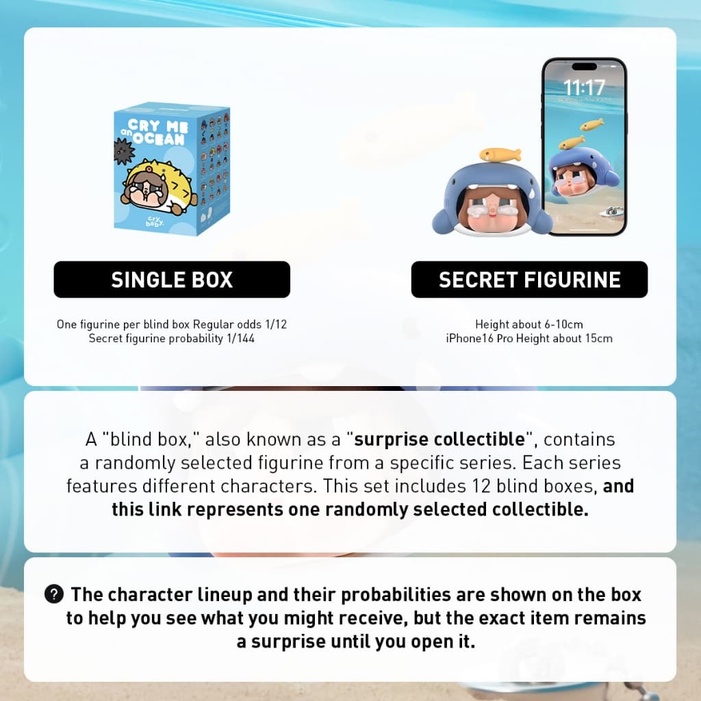POP MART CRYBABY Cry Me an Ocean Series Figures Blind Box Action Toys Collectable Figure Birthday Gift Kid Toy รูปที่ 6
