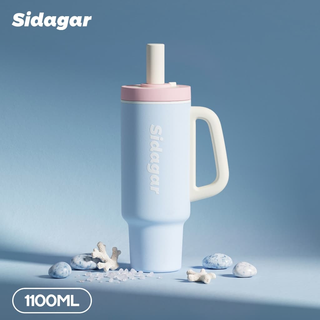 Sidagar แก้วเก็บความเย็น 1100ML ความจุสูง เคลือบเซรามิก แก้วน้ํา พร้อมหลอดดูด ถอดได้ ถ้วยน้ำสำหรับกีฬากลางแจ้ง รูปที่ 9