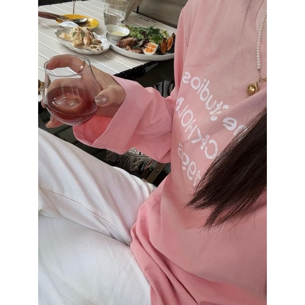 เสื้อยืดแขนยาวคอกลม ผ้าฝ้าย สไตล์แฟชั่น ไซส์ S-XL รูปที่ 5