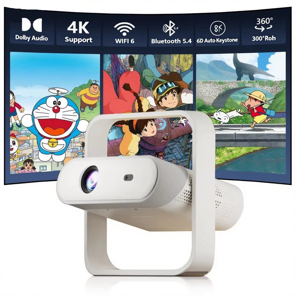 โปรเจคเตอร์ 4K โปรเจคเตอร์พกพาความละเอียดสูง มี YouTube/Netflix ในตัว ระบบปฏิบัติการ Android 13.0 เชื่อมต่อกับโทรศัพท์มือถือและคอมพิวเตอร์ รูปที่ 1