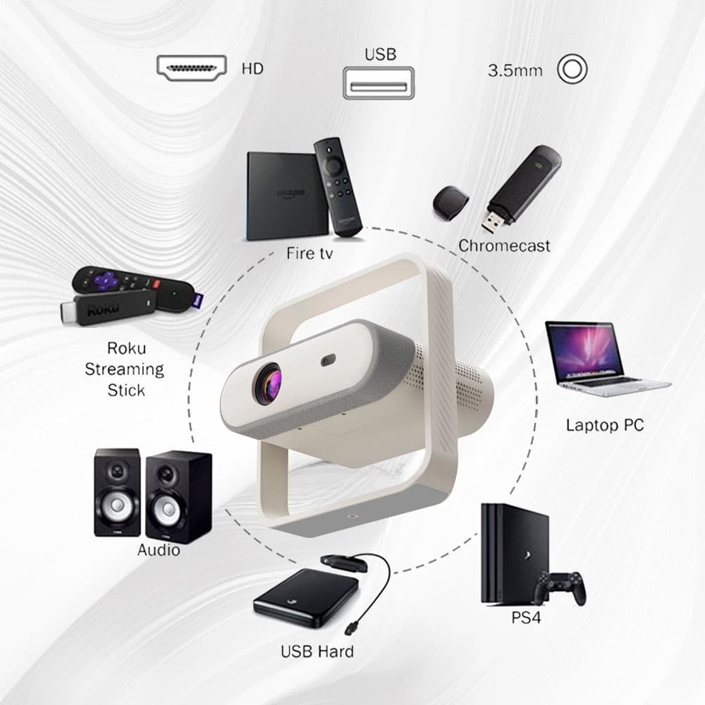 โปรเจคเตอร์ 4K โปรเจคเตอร์พกพาความละเอียดสูง มี YouTube/Netflix ในตัว ระบบปฏิบัติการ Android 13.0 เชื่อมต่อกับโทรศัพท์มือถือและคอมพิวเตอร์ รูปที่ 8