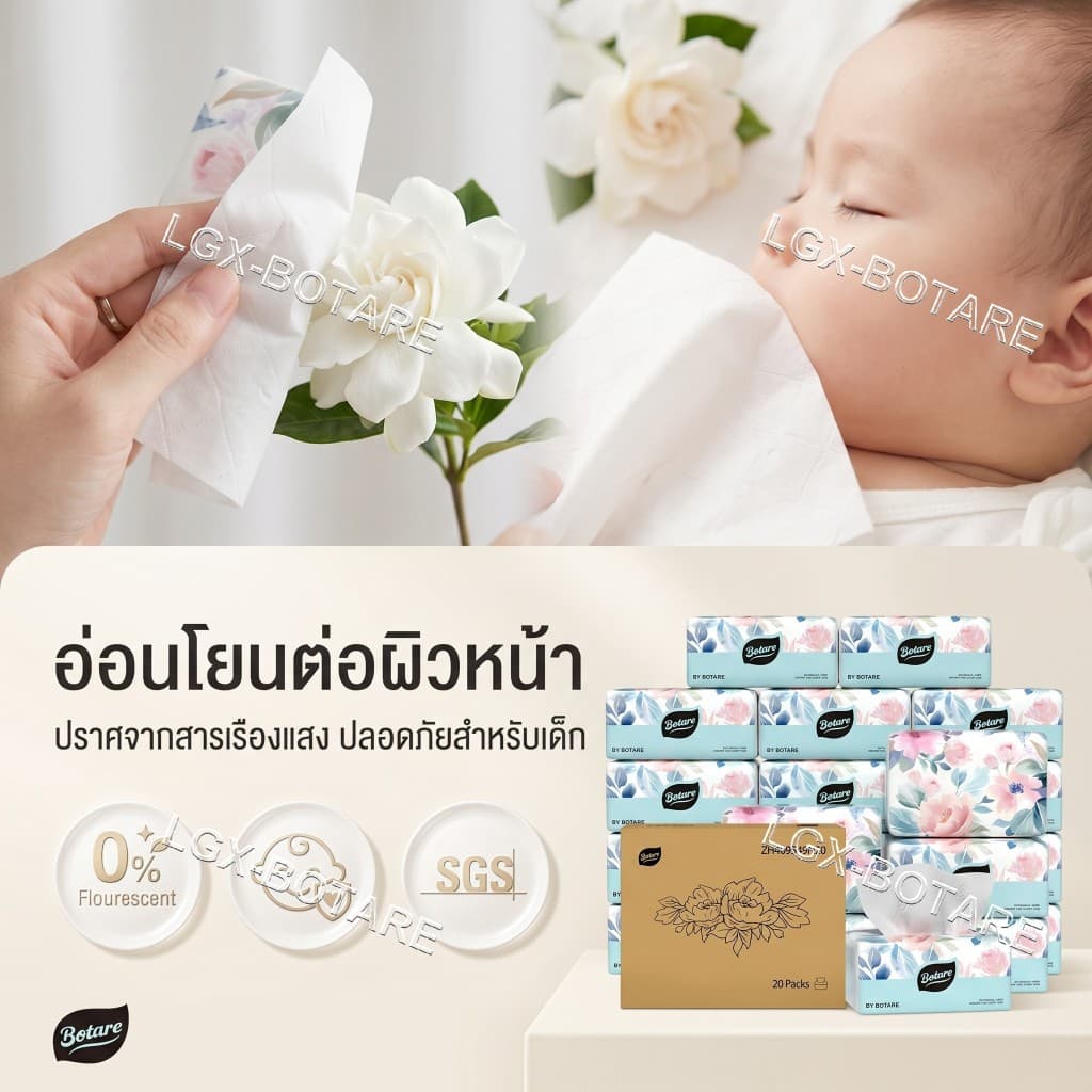 Botare ทิชชู่คุณภาพสูง 4 ชั้น 5600 แผ่น เยื่อไม้บริสุทธิ์ 100% นุ่ม หรู ใช้ได้ทั้งเช็ดหน้าและเช็ดครัว แบบแขวน สบายผิว รูปที่ 2