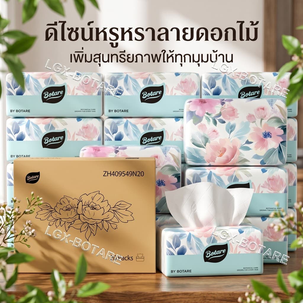 Botare ทิชชู่คุณภาพสูง 4 ชั้น 5600 แผ่น เยื่อไม้บริสุทธิ์ 100% นุ่ม หรู ใช้ได้ทั้งเช็ดหน้าและเช็ดครัว แบบแขวน สบายผิว รูปที่ 6