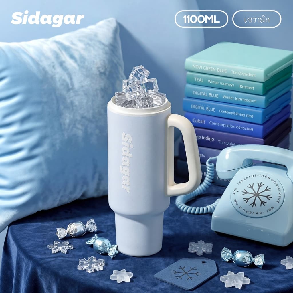 Sidagar แก้วเก็บความเย็น 1100ML ความจุสูง เคลือบเซรามิก แก้วน้ํา พร้อมหลอดดูด ถอดได้ ถ้วยน้ำสำหรับกีฬากลางแจ้ง รูปที่ 7