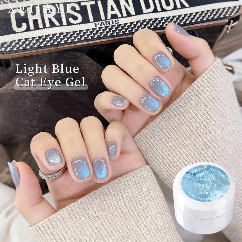 XEIJAYI 5g-รูปแบบใหม่ Cool Tone Light Blue Cat Eye Gel ยาทาเล็บเหมาะสําหรับเล็บ DIY มาก รูปที่ 1