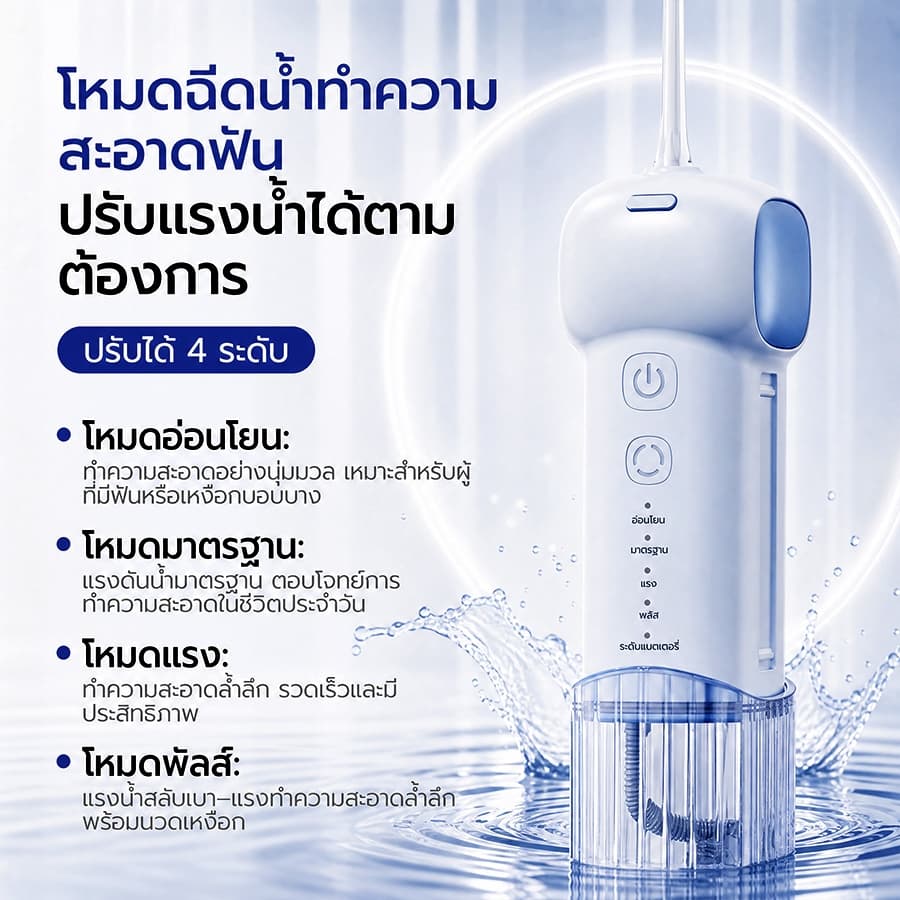 Osun F700 Water Flosser 3 โหมดทําความสะอาด oral care ไหมขัดฟันน้ํา, เครื่องชลประทานในช่องปาก รับประกันคุณภาพ 5 ปี รูปที่ 5