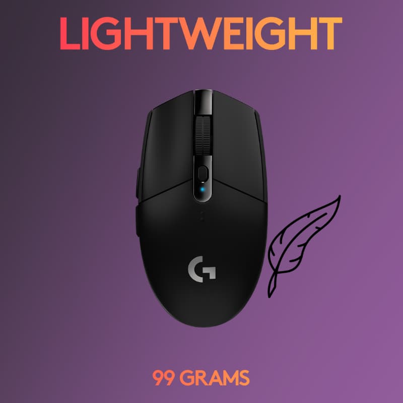 Logitech G304 LIGHTSPEED™ Wireless Gaming Mouse 12,000 DPI, 6 Makro Keys - Black รูปที่ 5