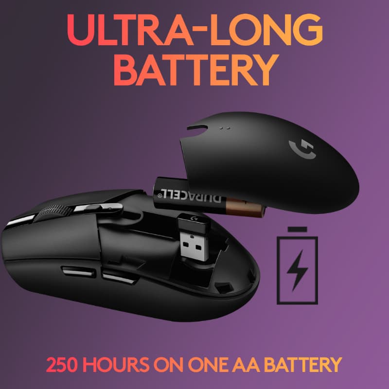 Logitech G304 LIGHTSPEED™ Wireless Gaming Mouse 12,000 DPI, 6 Makro Keys - Black รูปที่ 4