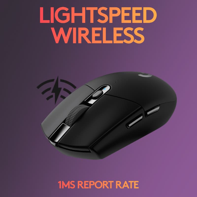 Logitech G304 LIGHTSPEED™ Wireless Gaming Mouse 12,000 DPI, 6 Makro Keys - Black รูปที่ 3