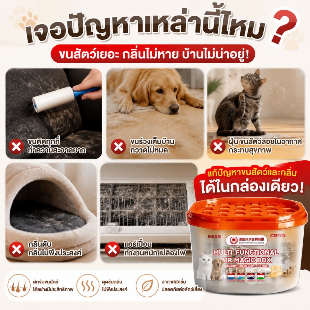 หมดกลิ่นอับกวนใจ Feh กำจัดกลิ่นสัตว์เลี้ยง ดับกลิ่นฉี่แมว ดูดกลิ่นได้ดี ดูดขนสัตว์เลี้ยง ยับยั้งแบคทีเรีย รูปที่ 2
