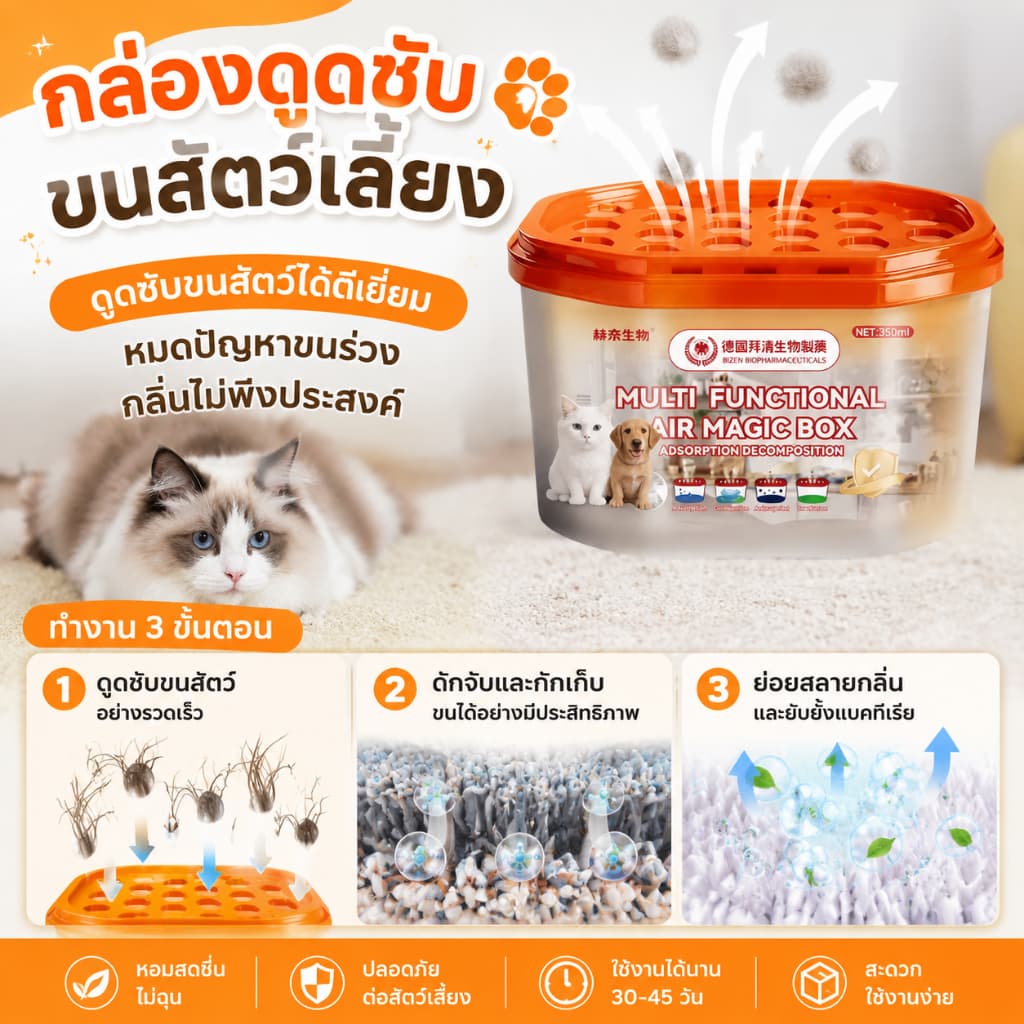 หมดกลิ่นอับกวนใจ Feh กำจัดกลิ่นสัตว์เลี้ยง ดับกลิ่นฉี่แมว ดูดกลิ่นได้ดี ดูดขนสัตว์เลี้ยง ยับยั้งแบคทีเรีย รูปที่ 3