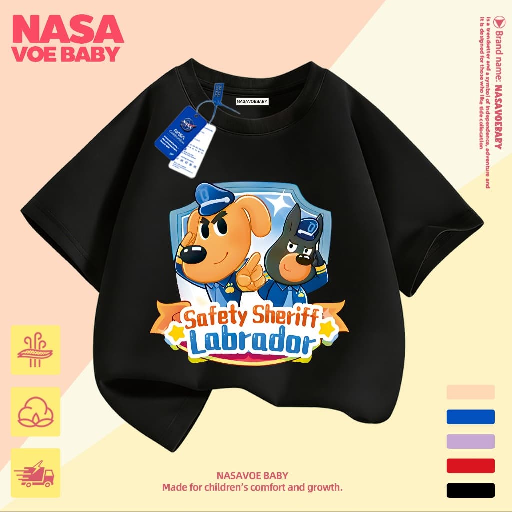 เสื้อยืดเด็ก ตำรวจลากราดอร์ ลายการ์ตูน ี ไม่ต้องรีด ระบายอากาศดี 1-13 ปี รูปที่ 3