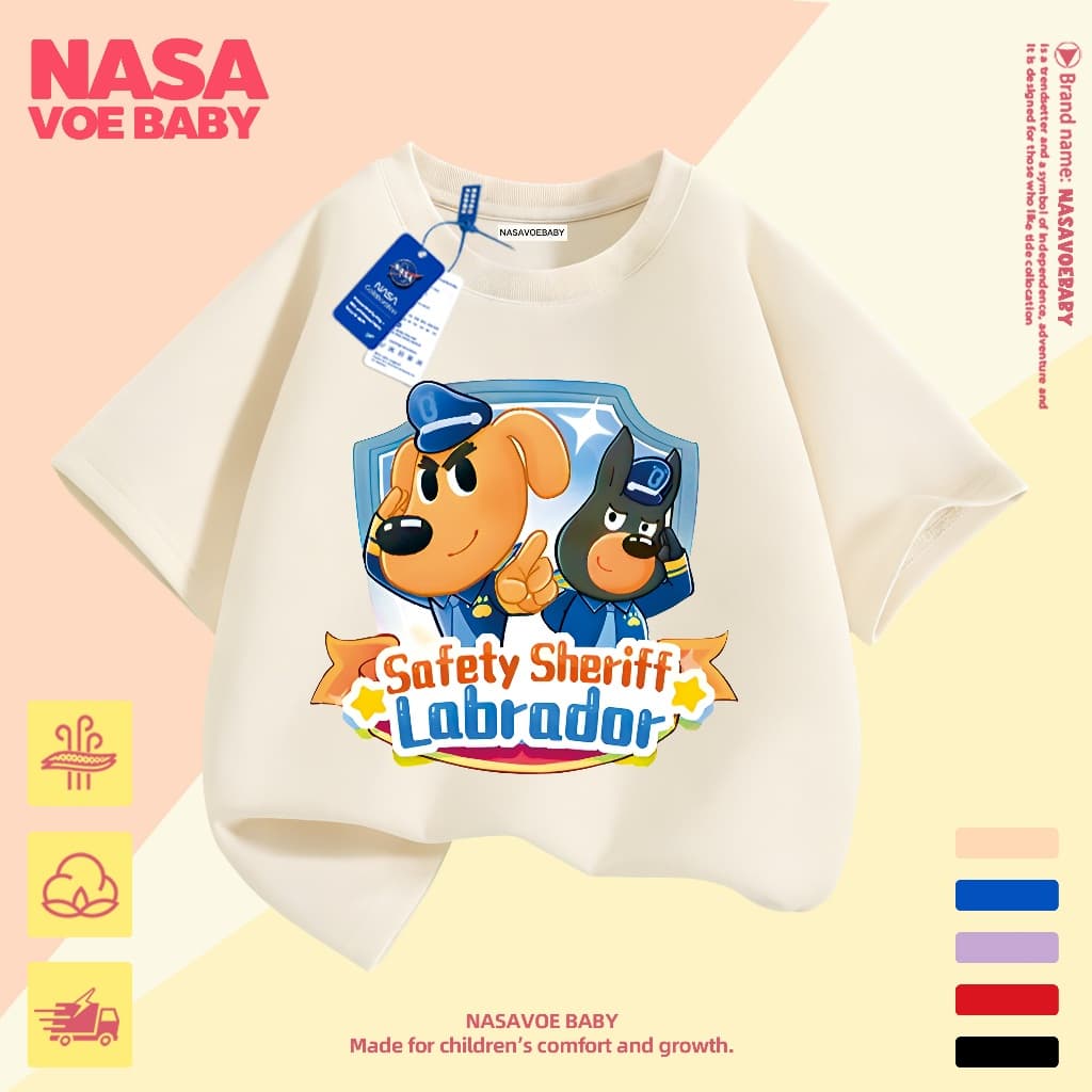 เสื้อยืดเด็ก ตำรวจลากราดอร์ ลายการ์ตูน ี ไม่ต้องรีด ระบายอากาศดี 1-13 ปี รูปที่ 2
