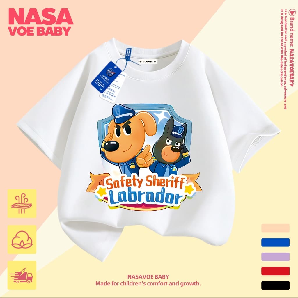 เสื้อยืดเด็ก ตำรวจลากราดอร์ ลายการ์ตูน ี ไม่ต้องรีด ระบายอากาศดี 1-13 ปี รูปที่ 1